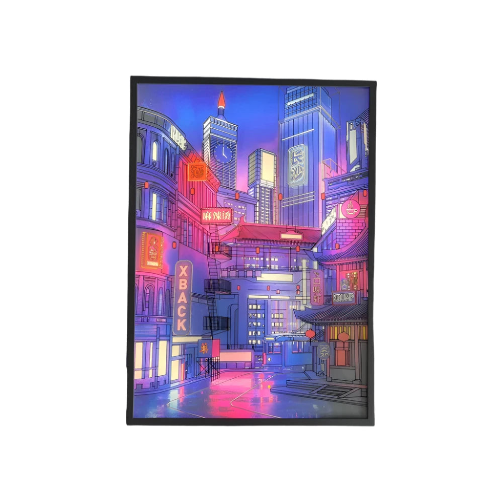 LED Anime Art - neon city